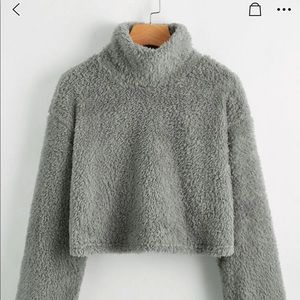 Mock neck drop shoulder teddy